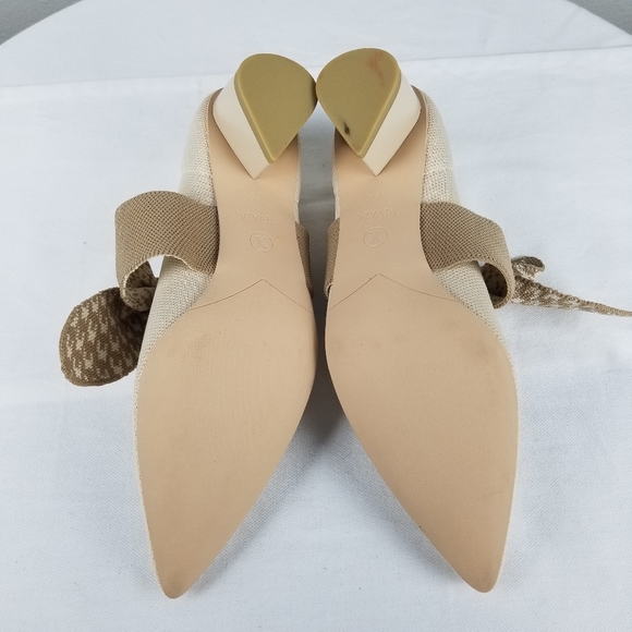 Vivaia Aurora Cream Pointed Toe Bow Houndstooth Mary Jane Block Heels Size 7.5 - Picture 9 of 12